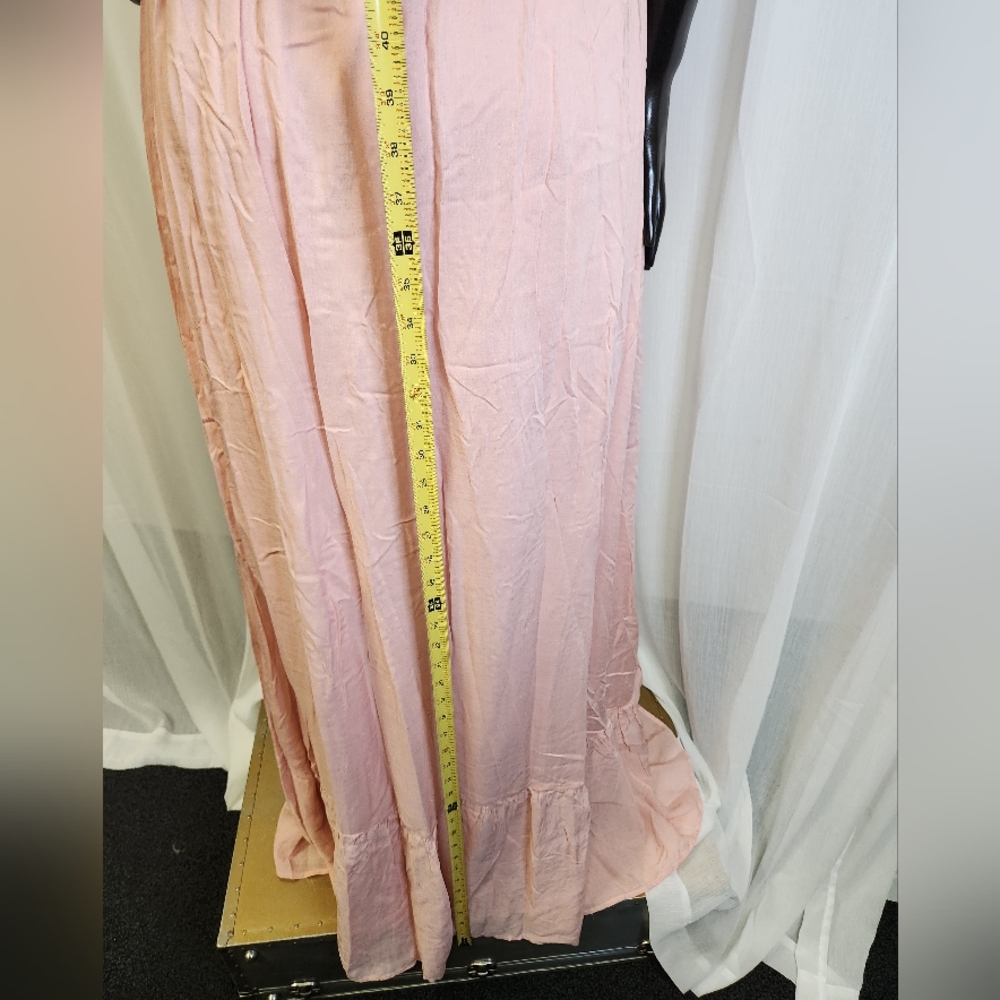 Pretty In Peachy Pink Off-Shoulder Maxi Dress with Ruffles - Picture 14 of 16
